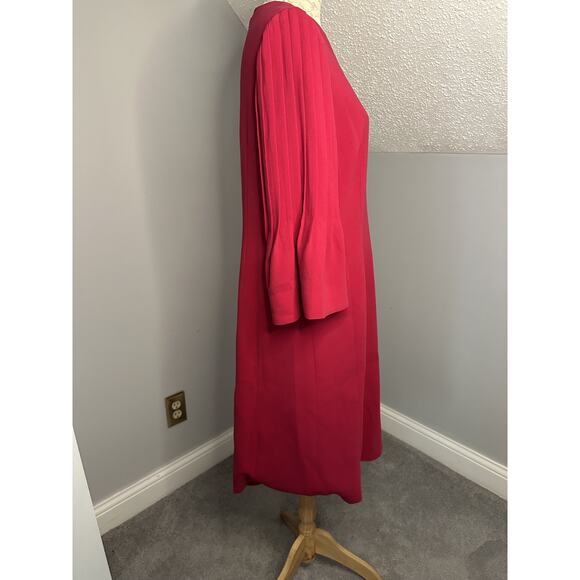 NWT Teri Jon by Rickie Freeman Women's Pink Pleated Sleeve Sheath Dress SZ 14 - Picture 3 of 8